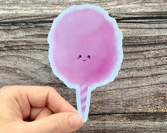 Pegatina de algodón de azúcar: Comida de verano kawaii, vinilo impermeable