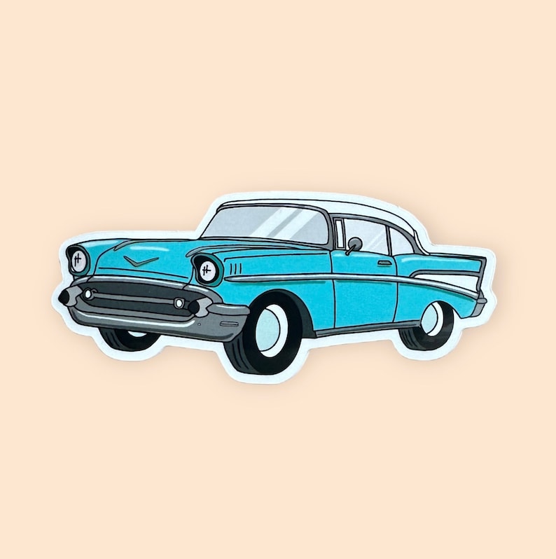 57 Chevy Classic Car Sticker, Mechanic gifts, 1957 Chevy Bel Air, Automotive Art, 57 Chevy Gifts, Muscle Car Stickers, 1957 Chevy Art image 7