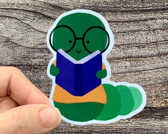 Bookworm Vinyl Sticker: Waterproof Reading Stickers for Laptop