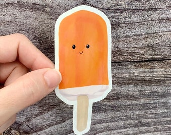 Ice Cream Popsicle Sticker, Kawaii Food Stickers, Popsicle Art, Summer Dessert, Summer Aesthetic, Summer Food Stickers, Orange Stickers