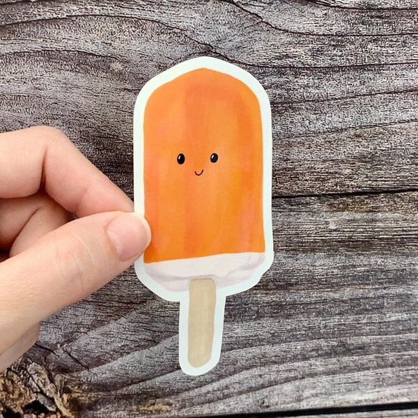 Ice Cream Popsicle Sticker, Kawaii Food Stickers, Popsicle Art, Summer Dessert, Summer Aesthetic, Summer Food Stickers, Orange Stickers