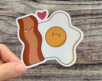 Bacon and Egg Sticker, Kawaii Couple Stickers, Kawaii Food Sticker, Cute Food Stickers, Kawaii Breakfast Sticker, Egg Stickers, Brunch