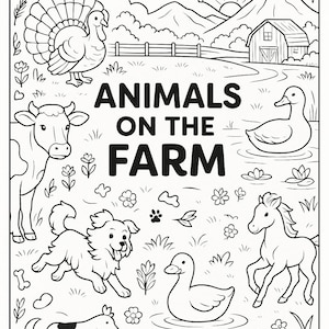 Libro para colorear de animales de la granja para niños: adorables páginas para colorear de animales de granja / Actividad de aprendizaje preescolar / Descarga instantánea imprimible