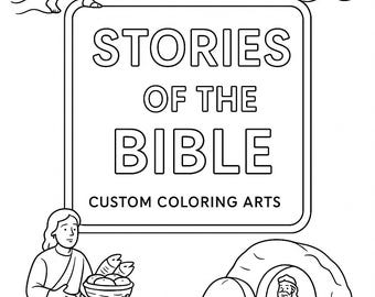 Bible Stories Coloring Book: 10 Christian Scenes (Instant Download)