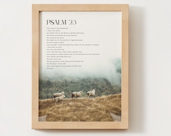 Arte mural del Salmo 23 – Versículo bíblico imprimible – Impresión de las Escrituras Cristianas de 45 x 60 cm – Descarga digital