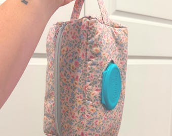 Bolsa acolchada para pañales y toallitas, hecha a mano: organizador de tela personalizado