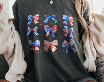 USA Bow Shirt Comfort Colors®, For July 4th, Memorial Day Tee, Coquette America Bow Shirt, USA Shirts, Patriotic Bow Shirts, Election Shirt
