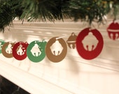 6 Foot - Jingle Bells Shimmery Gold, Green and Claret Red Holiday Garland