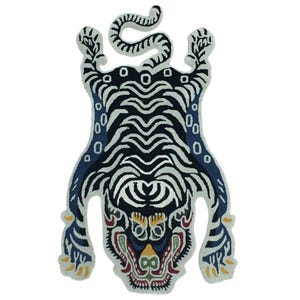 Tibetan Tiger Rug Hand Tufted Animal Shaped Vibrant 3x5ft Rug Decorative Floor Accent Gift
