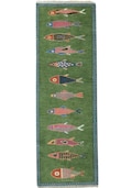 Koi Fish Runner Rug: Green Colorful Carpet Handmade Wool Area Rug product logo