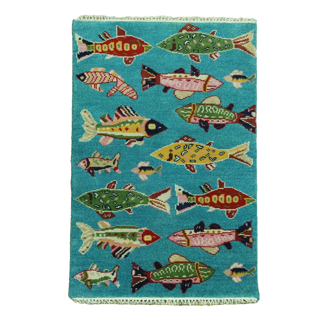 Fish Identification Rug Colorful Fish Rug 3x5 Ft – Ocean Theme Kids Room Rug, Handmade Wool ...