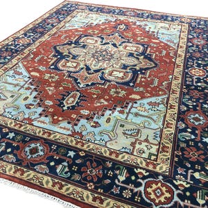 Hand-Knotted Wool Dragon Rug: Teal, Plum & Gold - 8x10 Oriental Decor