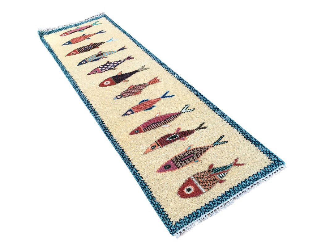 Fish Rug Handade Handmade Wool Fish Runner Rug: Coastal Kids Room Decor - Etsy