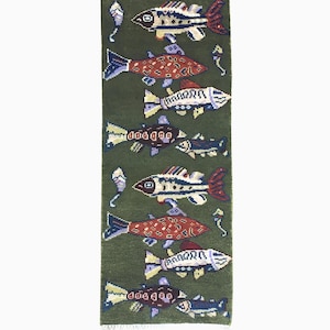Hand-Knotted Wool Fish Rug: Nautical Kids Room Decor