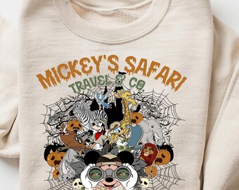 Bijpassend sweatshirt Mickey en vrienden Animal Kingdom Halloween, T-shirt Disney Safari Spooky Season, Lion King Mickey Halloween-feestcadeau
