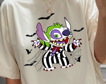 Retro Disney Stitch Halloween Comfort Colors Shirt, Stitch Halloween Pumpkins Shirt, Halloween Stitch Ghost Shirt, Disneyland Halloween Gift