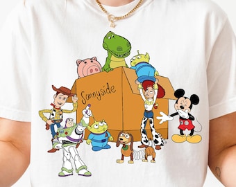 Maglietta Comfort Colors Disney Toy Story, stile crop top da donna, design Buzz Lightyear Woody Jessie Bo Peep, maglietta Toy Story In The Box