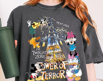 Retro Disney Tower Of Terror Shirt, Vintage Mickey & friends Twilight Zone Shirt, Disney Rides Shirt, Hollywood Studios Shirt, WDW trip tees