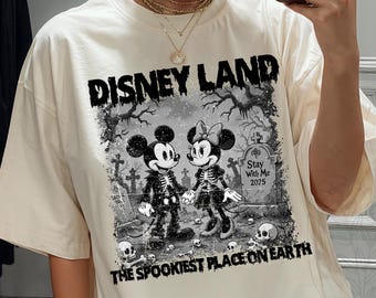 Retro 2025 Halloween Disneyland Shirt, Mickey Minnie Comfort Colors Skeleton Halloween Shirt, Disneyworld Halloween Shirt, Disney Halloween
