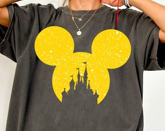 Camiseta familiar Disney, camiseta Disney para mujer, camiseta con orejas Disney, camiseta con silueta de Mickey Disney, camiseta para niños, camisetas de Minnie con purpurina Disney