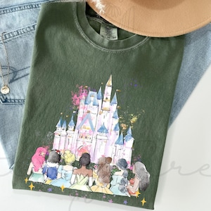 Comfort Colors® retro shirt Disney Princess, shirt aquarel prinses, T-shirt Disney Trip, Disney Princess, Disneyworld Princess cadeau-topje