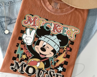 Retro Comfort Colors® Vintage Mickey Mouse Shirt, Disney Mickey 1928 T-Shirt, Retro Mickey Shirt, Disney Trip Shirt, Checkered Mickey Shirt