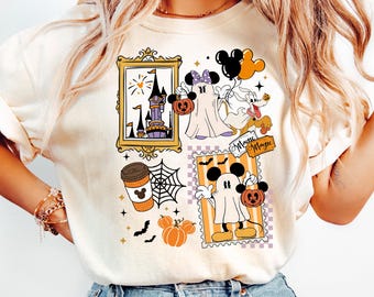 Vintage Disney Spooky Vibes, Mickey et Minnie Ghost, t-shirt Boo To You, Girly Disney Halloween, cadeau de saison effrayante pour la famille WDW, Mickey Halloween