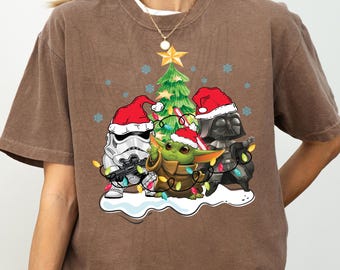 Star Wars Family Christmas Comfort Colors T-Shirt, Galaxy Wars Christmas Shirt, Disney Xmas Gift Tee, Galaxy's Edge Holiday Shirt,Disneyland