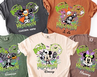 Retro Disney Halloween All Characters Shirts, Mickey And Friends Halloween Comfort Colors Shirt, Halloween Party Shirts, Disney Family Shirt