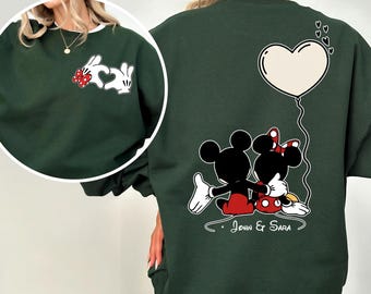 Camiseta y sudadera personalizadas de Disney para pareja, camiseta de San Valentín de Disney, camiseta personalizada de Disney a juego, regalo de Mickey y Minnie para pareja.