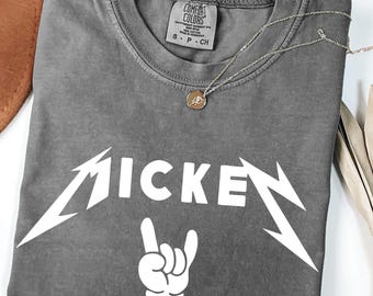Camiseta de Mickey Comfort Colors®, camiseta de Mickey Metal Rock, camisetas familiares a juego, camiseta divertida de Disney, regalo para amantes de Disney, camiseta de Mickey Mouse