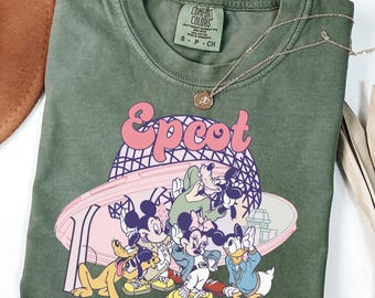 Comfort Colors® Vintage Disney Epcot mickey and Friends Shirt, Disney Epcot World Tour T-shirt, Disney Tee, Disneyland Family Trip