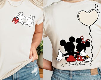 Camiseta Disney personalizada para parejas con colores cómodos, camiseta Disney de San Valentín, camiseta Disney personalizada a juego, regalo de Mickey y Minnie