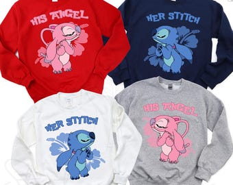 Disney Stitch  Angel Matching Shirt & Sweatshirt, Stitch Couple T-Shirt, Disney Best Friends Shirts, Disneyland Family Vacation Tee