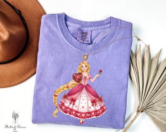 Comfort Colors Disney Valentine Princess T-Shirt, Coquette Disney Princess Sweatshirt, Matching Disney Girls Trip Tee, Disney Group Trip Tee
