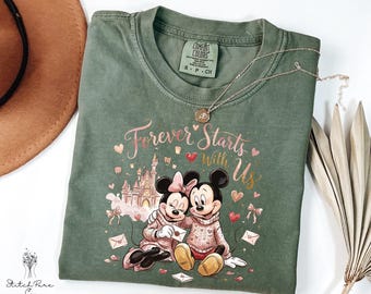 Comfortkleuren Disney Together Forever-valentijnsshirt, Disneyland Valentijnsdagshirt, cadeau Disney vriendje en vriendinnetje, prinses Prins