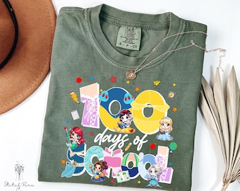 Princess 100 Days Of School Shirt & Sweatshirt, Disney Princess Teacher Graphic Tee, 100th Day Of School Gift For Teacher