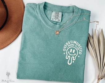 Comfort Colors Overstimuleerde Mom's Club-T-shirt, Overstimuleerde Mom's Shirt, Birthday Mama-T-shirt, Moederdag-T-shirt, Funny Mama-T-shirt