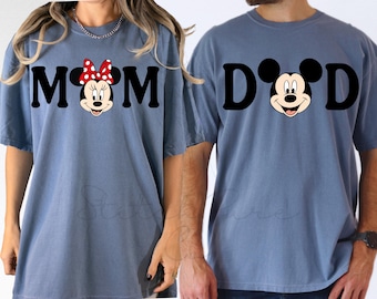 Camisetas da família Disney Comfort Colors, camisetas da Minnie e do Mickey e do papai, camisetas combinando para casais da Disney, camisetas da Disney e do papai, presente para o Dia das Mães