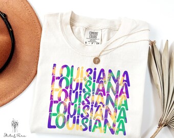 Comfortkleuren Louisiana Mardi Gras-shirt, Louisiana Mardi Gras-shirt, enge Louisiana Crocodile T-shirt, Mardi Gras-cadeau, Louisiana Gift-T-shirt