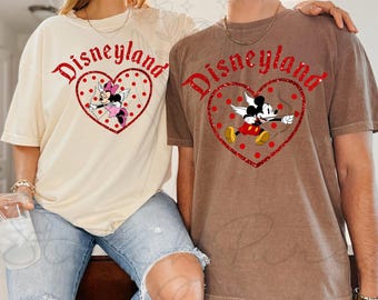 Comfort Colors Mickey And Minnie Valentine T-Shirt, Disneyland Couple Matching Tee, Disney Lover Valentines Day Gift