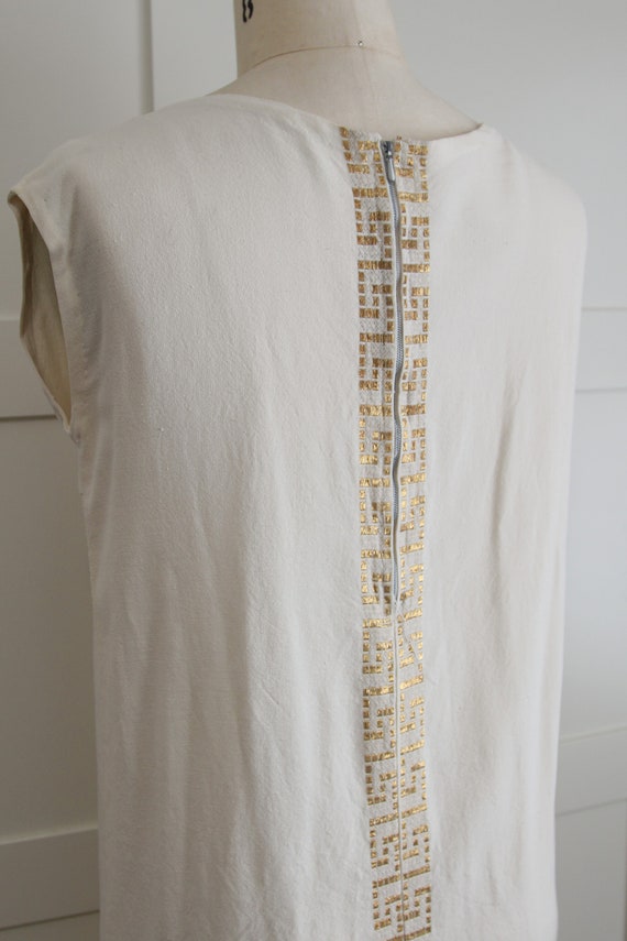 Vintage Gold Embroidered Shift Dress True Vintage… - image 6