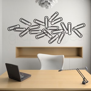 Paper Clip Wall Decals: Removable Office Decor, interior stickers decal