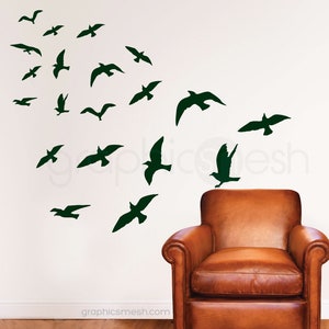 Wall decal FLOCK OF BIRDS -Set of 20 - Removable vinyl art decor - Wall stickers by Graphics Mesh