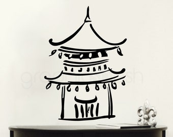 ABSTRACT ASIAN TAMPLE wall decals - Feng Shui interior decor