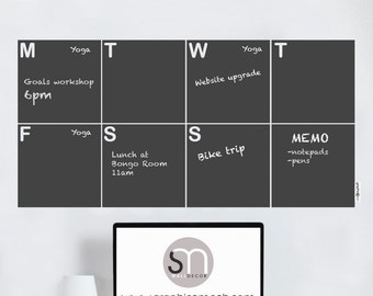 WEEKLY CALENDAR - Erasable and Removable Chalkboard wall decals (22x45 inches) by GraphicsMesh