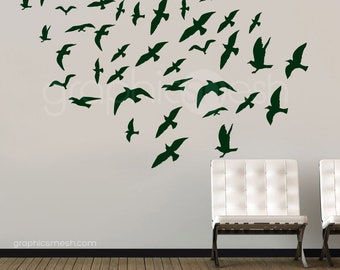 Flock of Birds Wall Decals: Vinyl Art Interior Decor - Set of 47 | Removable stickers