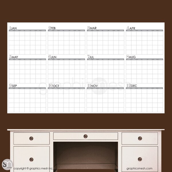 Blank Dry Erase Calendar Etsy