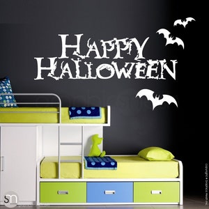 Wall decals HAPPY HALLOWEEN SIGN Removable vinyl lettering interior decor image 1