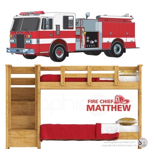 Personalized Fire Truck Wall Decal: Custom Name Nursery Decor